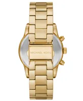 Michael Kors Women's Ritz Chronograph Gold-Tone Stainless Steel Bracelet Watch 37mm - Gold