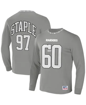Men's Nfl X Staple Gray Las Vegas Raiders Core Long Sleeve Jersey Style T-shirt