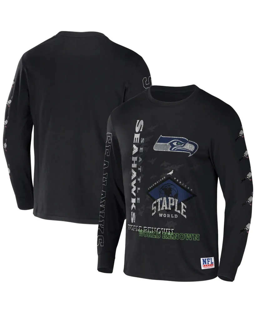 Men's Nfl X Staple Black Seattle Seahawks World Renowned Long Sleeve T-shirt