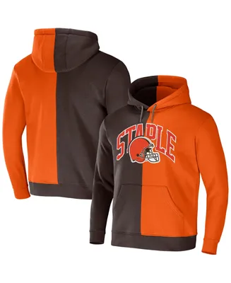Men's Nfl X Staple Brown, Orange Cleveland Browns Split Logo Pullover Hoodie