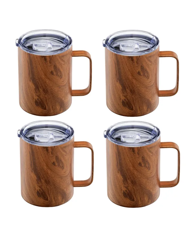 Cambridge Wood Decal Insulated Coffee Mugs, Set of 4 - Wood