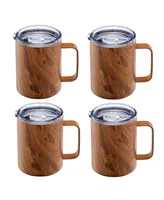 Cambridge Wood Decal Insulated Coffee Mugs, Set of 4