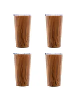 Cambridge Wood Decal Insulated Highballs, Set of 4