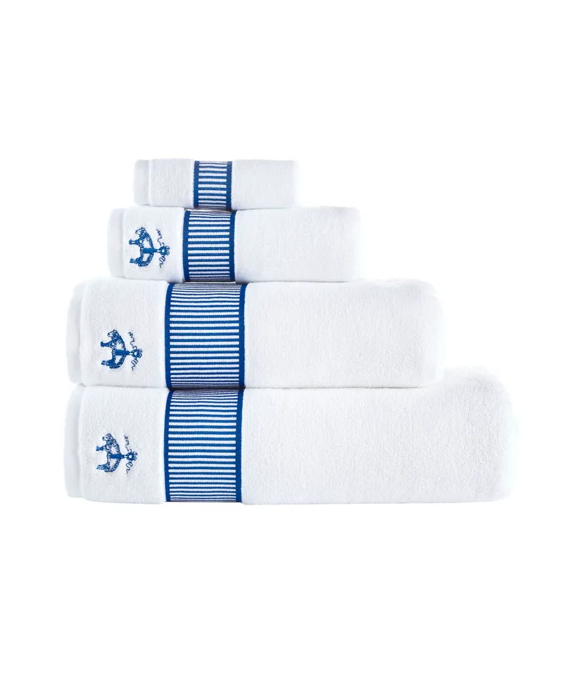 Brooks Brothers Fancy Border 12" x Turkish Cotton Wash Towel
