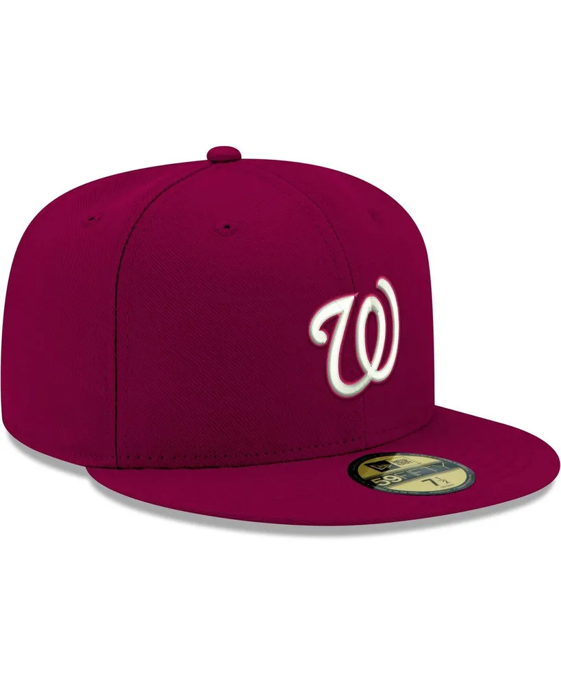 Men's New Era Cardinal Washington Nationals Logo White 59FIFTY Fitted Hat