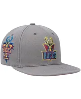 Men's Mitchell & Ness Charcoal Milwaukee Bucks Hardwood Classics 40th Anniversary Carbon Cabernet Fitted Hat