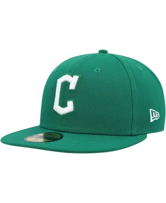 Men's New Era Kelly Green Cleveland Guardians Logo White 59FIFTY Fitted Hat