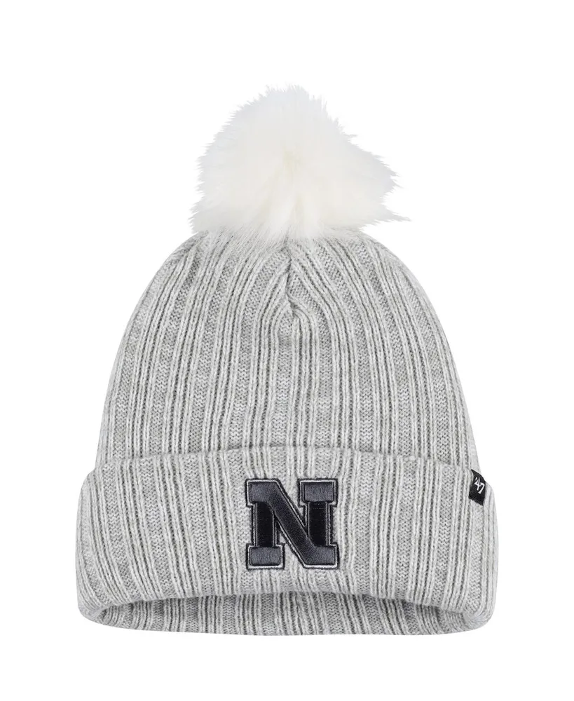 Women's '47 Brand Gray Nebraska Huskers Koda Cuffed Knit Hat with Pom