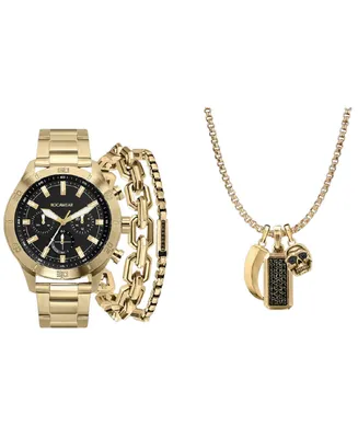 Rocawear Men's Shiny Gold-Tone Metal Bracelet Watch 49mm Set - Gold
