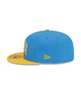 Men's New Era X Staple Powder Blue, Gold Los Angeles Chargers Pigeon 59Fifty Fitted Hat