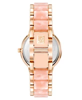 Anne Klein Women's Three-Hand Quartz Rose Gold-Tone Alloy with Pink Resin Bracelet Watch, 37mm