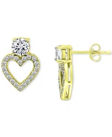 Giani Bernini Cubic Zirconia Heart Stud Earrings in Sterling Silver, Created for Macy's (Also available in 18k gold-plated sterling silver)