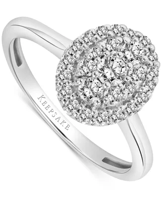 Diamond Oval Cluster Engagement Ring (1/2 ct. t.w.) in 14k White Gold