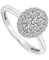 Diamond Oval Cluster Engagement Ring (1/2 ct. t.w.) in 14k White Gold