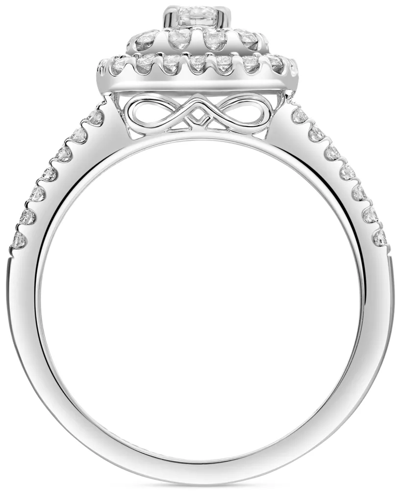 Diamond Double Halo Engagement Ring (3/4 ct. t.w.) in 14k White Gold