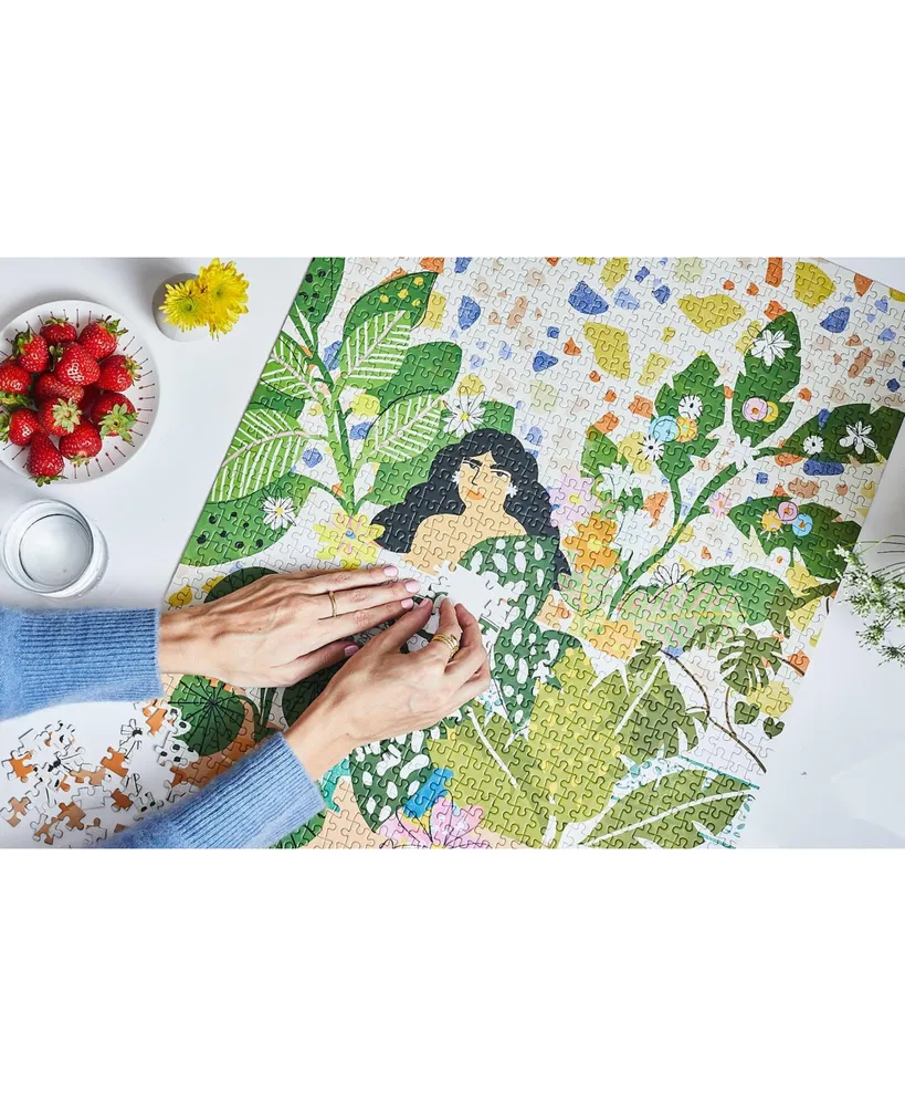 Jiggy Bathing with Flowers, Alja Horvat Decorative Artwork Puzzle Plus Puzzle Glue Kit by Jiggy Puzzles Set, 800 Pieces