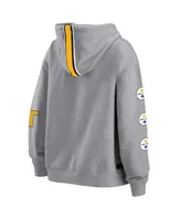 Women's Wear by Erin Andrews Gray Pittsburgh Steelers Full-Zip Hoodie