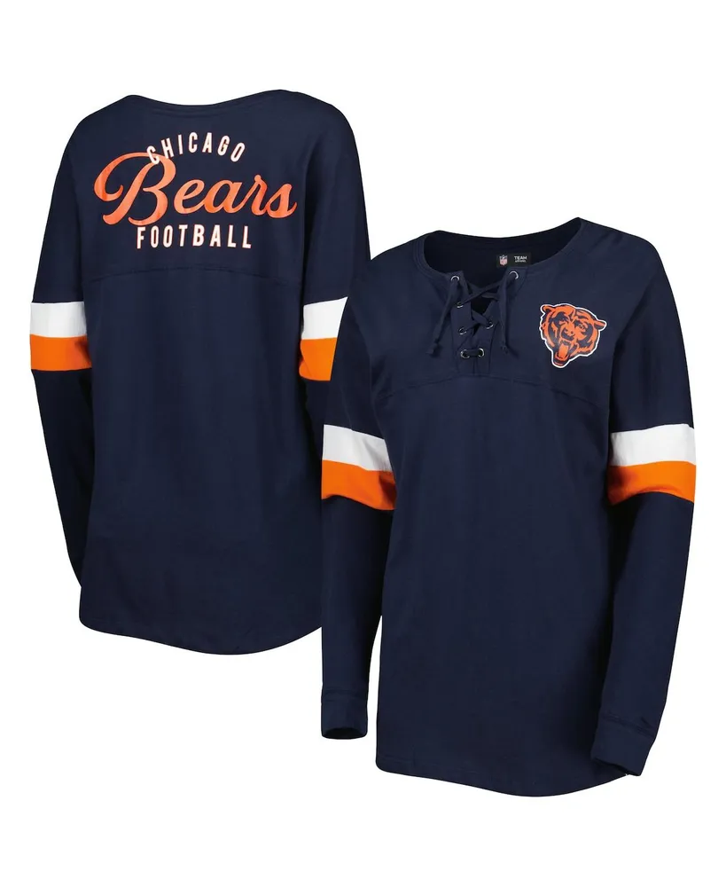 Chicago Bears New Era Women's Plus Size Athletic Varsity Lace-Up V-Neck Long  Sleeve T-Shirt - White/Navy