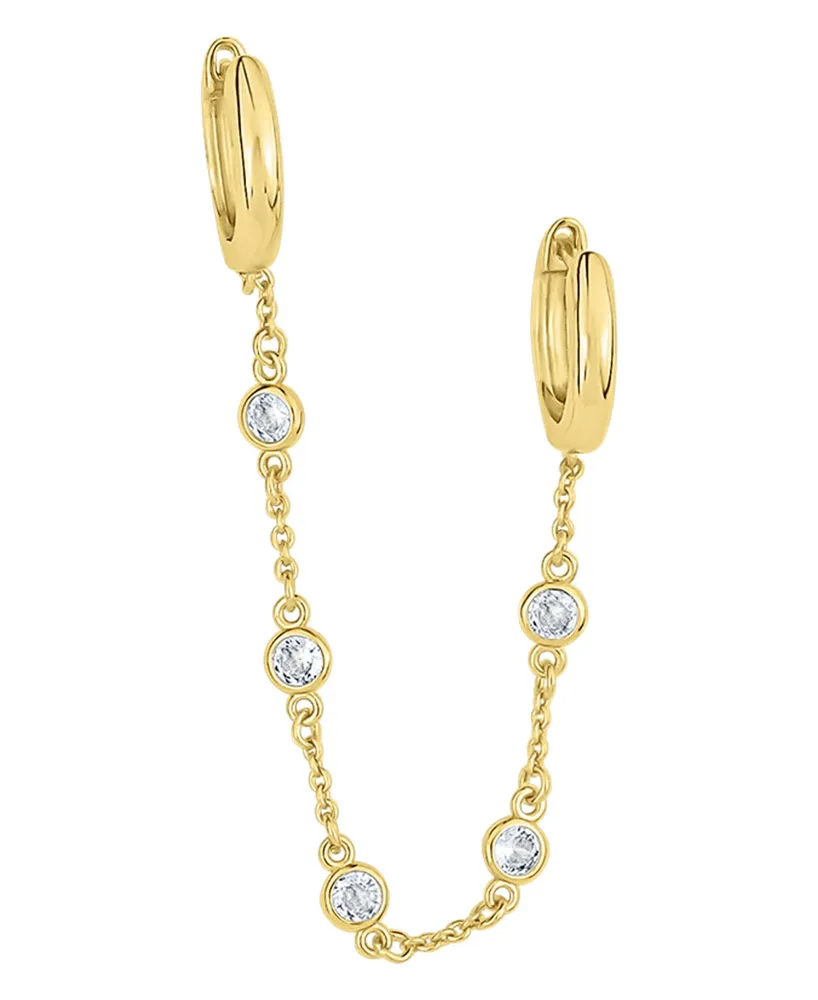 And Now This Cubic Zirconia Bezel Duo Hole Chain Earring