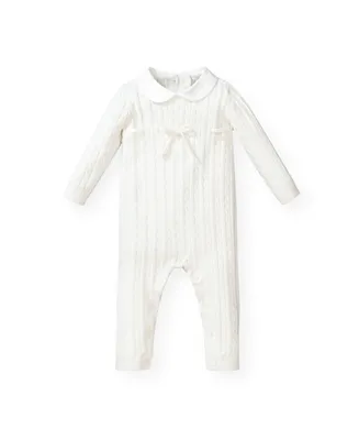 Hope & Henry Baby Boys Cable Romper with Peter Pan Collar