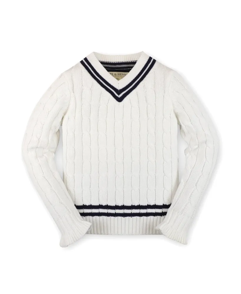 Hope & Henry Girls' Long Sleeve V-Neck Cricket Sweater, Infant