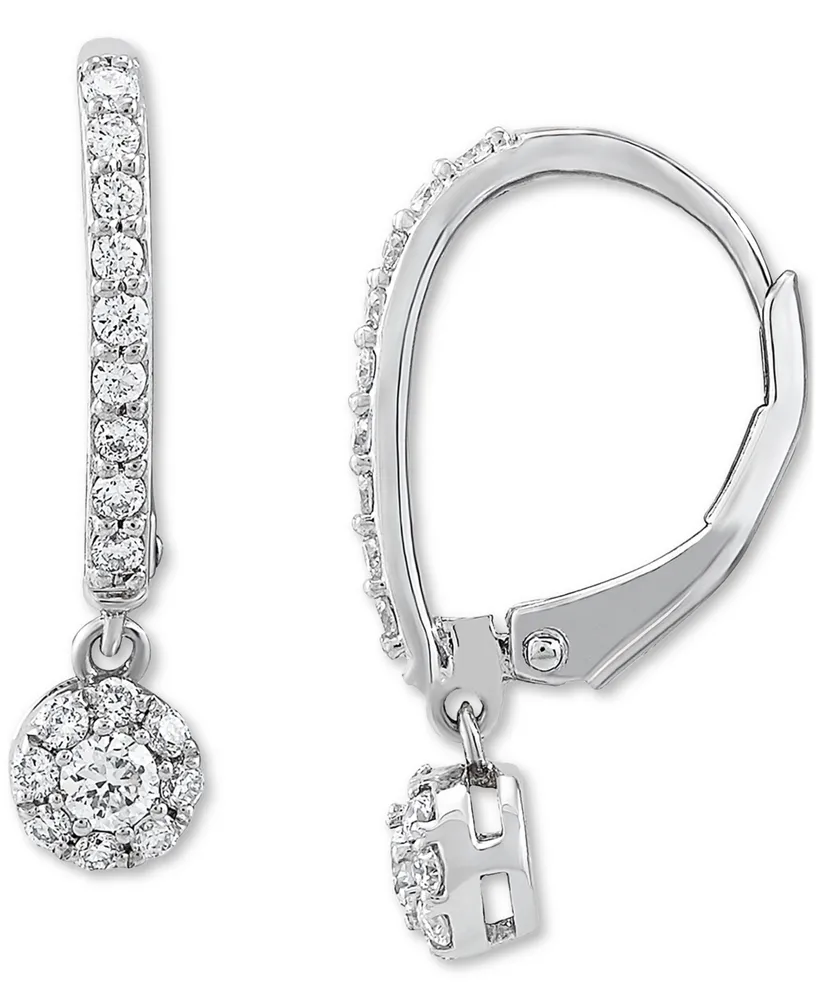 Forever Grown Diamonds Lab-Created Diamond Cluster Dangle Hoop Earrings (1/2 ct. t.w.) in Sterling Silver