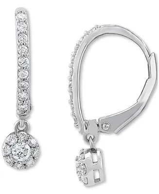 Forever Grown Diamonds Lab-Created Diamond Cluster Dangle Hoop Earrings (1/2 ct. t.w.) in Sterling Silver