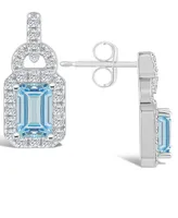 Macy's Topaz (1 2/5 ct. t.w.) and Topaz (3/8 ct. t.w.) Halo Drop Earrings in Sterling Silver