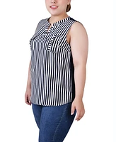 Ny Collection Plus Sleeveless Y-neck Combo Blouse