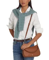 Lauren Ralph Women's Crosshatch Leather Medium Danni Shoulder Bag