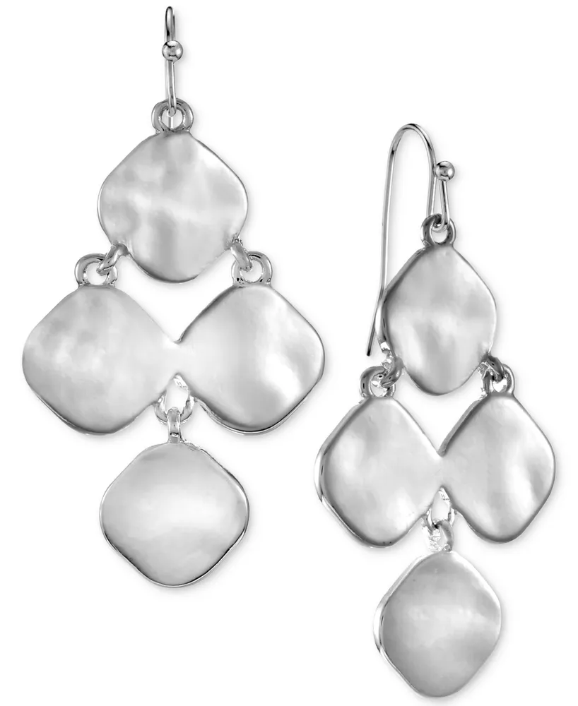 Style & Co Silver-Tone Hammered Disc Kite-Shape Statement Earrings, Created for Macy's