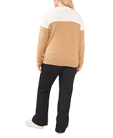 Vince Camuto Plus Cozy Extended Shoulder Color Blocked Sweater