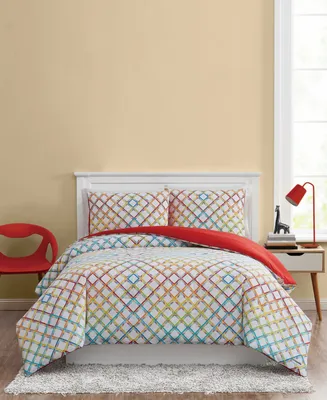 Crayola Happy Plaid 3 Piece Comforter Set, Full/Queen