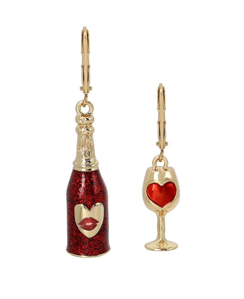 Betsey Johnson Wine Mismatched Earrings