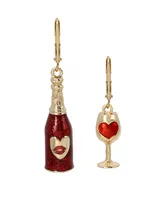 Betsey Johnson Wine Mismatched Earrings