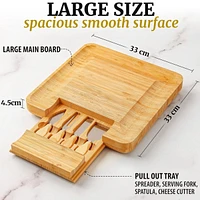 Zulay Kitchen Wooden Bamboo Cheese Board Party Set
