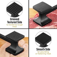 Metal Meat Tenderizer Hammer - Dual-Sided Meat Mallet Tenderizer With Comfort-Grip Handle