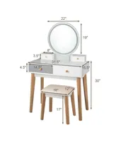 Vanity Table 3 Color Lighting Modes MakeUp Stool Jewelry
