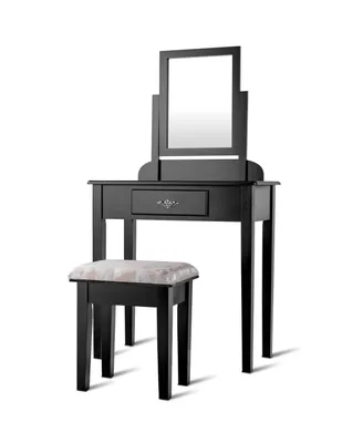 Makeup Desk Vanity Dressing Table Square Stool 1 Large Black