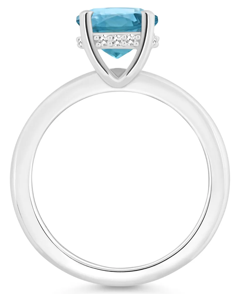 Macy's Women's London Blue Topaz (2-2/5 ct.t.w.) and Diamond Accent Ring Sterling Silver