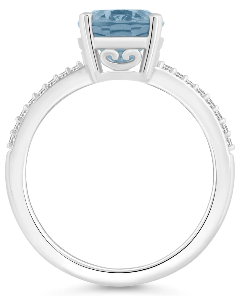 Macy's Women's Sky Blue Topaz (3-3/5 ct.t.w.) and Diamond (1/10 ct.t.w.) Ring in Sterling Silver