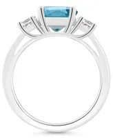 Macy's Women's London Blue Topaz (2-2/5 ct.t.w.) and White (2/3 3-Stone Ring Sterling Silver