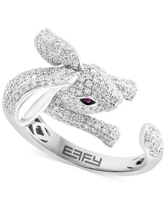 Effy Diamond (1-1/4 ct. t.w.) & Ruby Accent Bunny Ring in 14k White Gold
