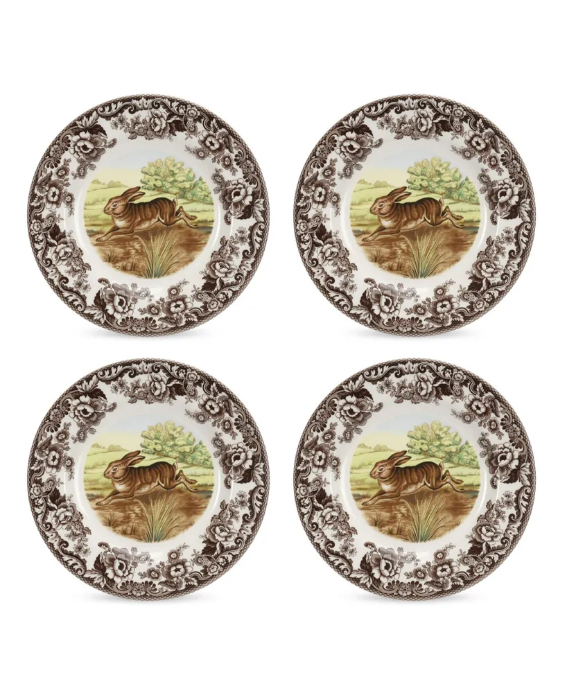 Spode Woodland Rabbit 4 Piece Dinner Plates, Service for 4