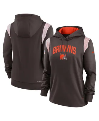 Women's Nike Brown Cleveland Browns Sideline Stack Performance Pullover Hoodie