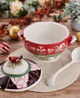 Fitz and Floyd Chalet Soup Tureen with Ladle, Set of 2