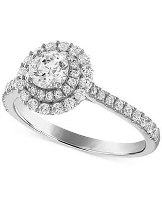 Alethea Certified Diamond Halo Engagement Ring (1 ct. t.w.) in 14k White Gold featuring diamonds with the De Beers Code of Origin, Created for Macy's