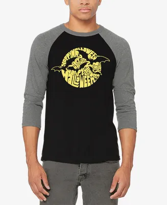 La Pop Art Men's Raglan Baseball Halloween Bats Word T-shirt