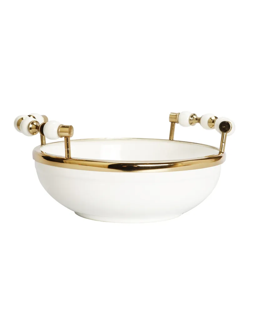 Classic Touch Round Bowl with Beaded Design Handles, 11" x 2"