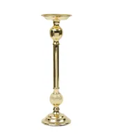 Classic Touch Short Traditional Brass Candle Holder, 5" x 14" - Gold